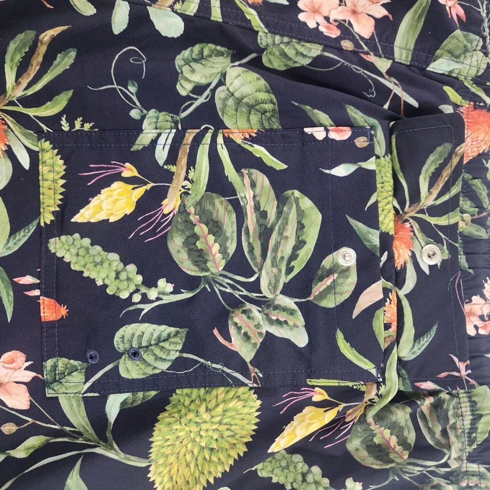 Express swimwear swim trunks shorts Extra Large XL navy floral pocket $68 mens